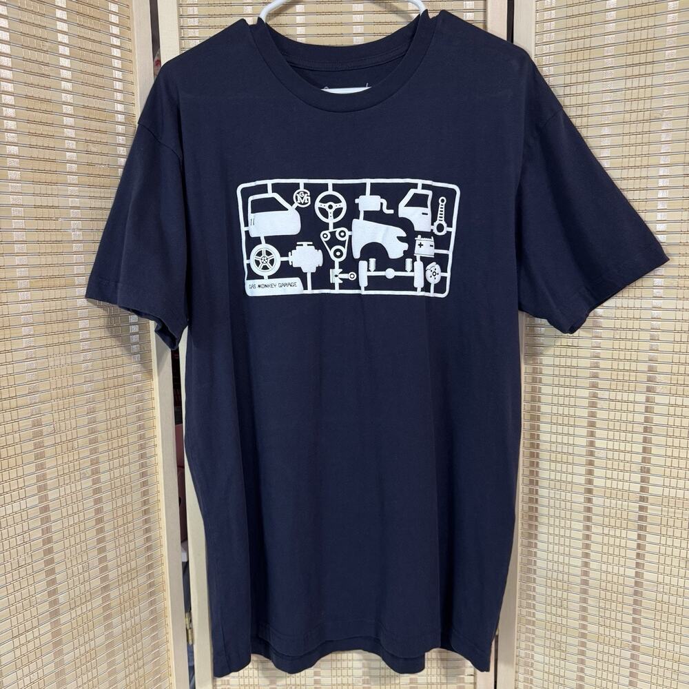 Gas Monkey Garage Shirt Men's Size Large Blue Car Parts Graphic Short Sleeve